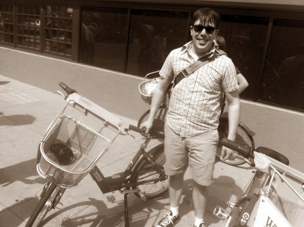 Jamie and his rental bike