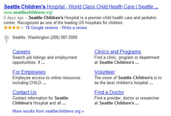 Seattle Childrens site links block