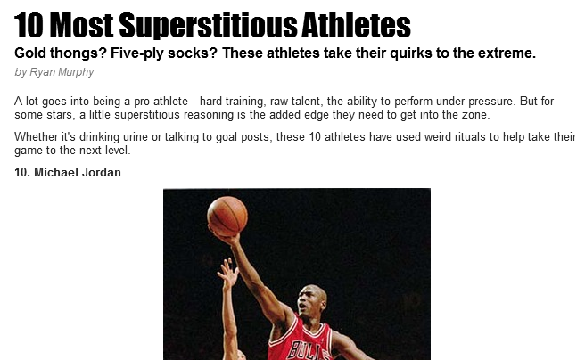 Superstitious athletes