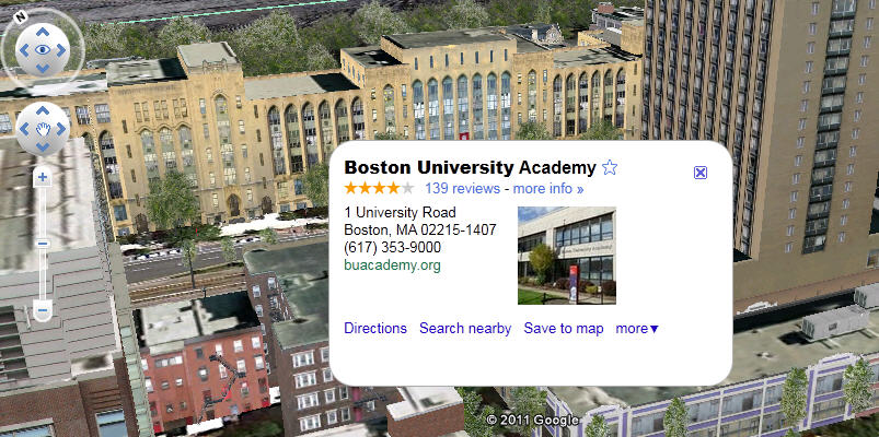 Boston University on Google Earth