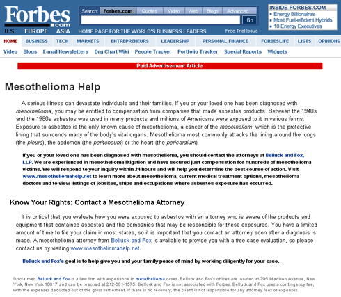 Forbes Mesothelioma Attorney Page