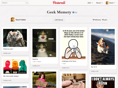 Pinterest Geek Memery Board