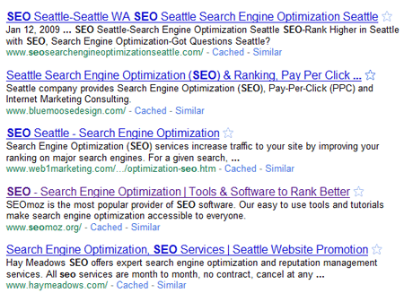 SEO results with a Seattle Bias