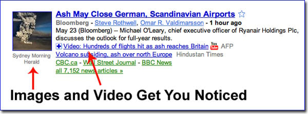 images and video in Google News